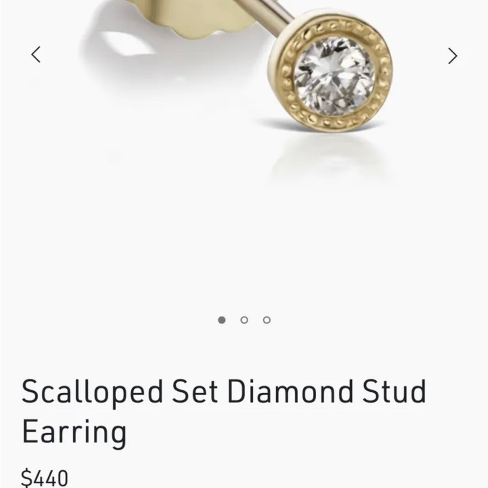 SOLD!!Maria Tash Scalloped Diamond Stud Earring 2.5mm Yellow Gold - Retails $440
